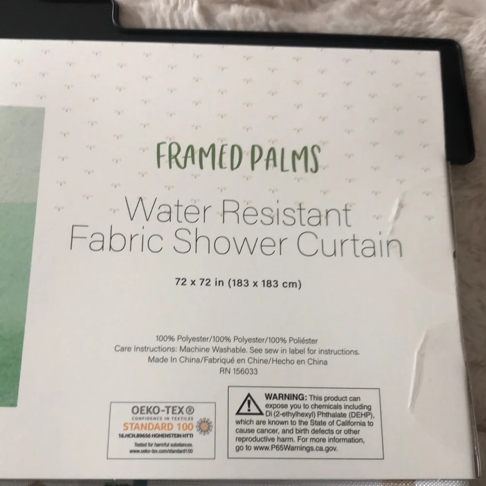 Tropical Palm Leaves Water Resistant Fabric Shower Curtain